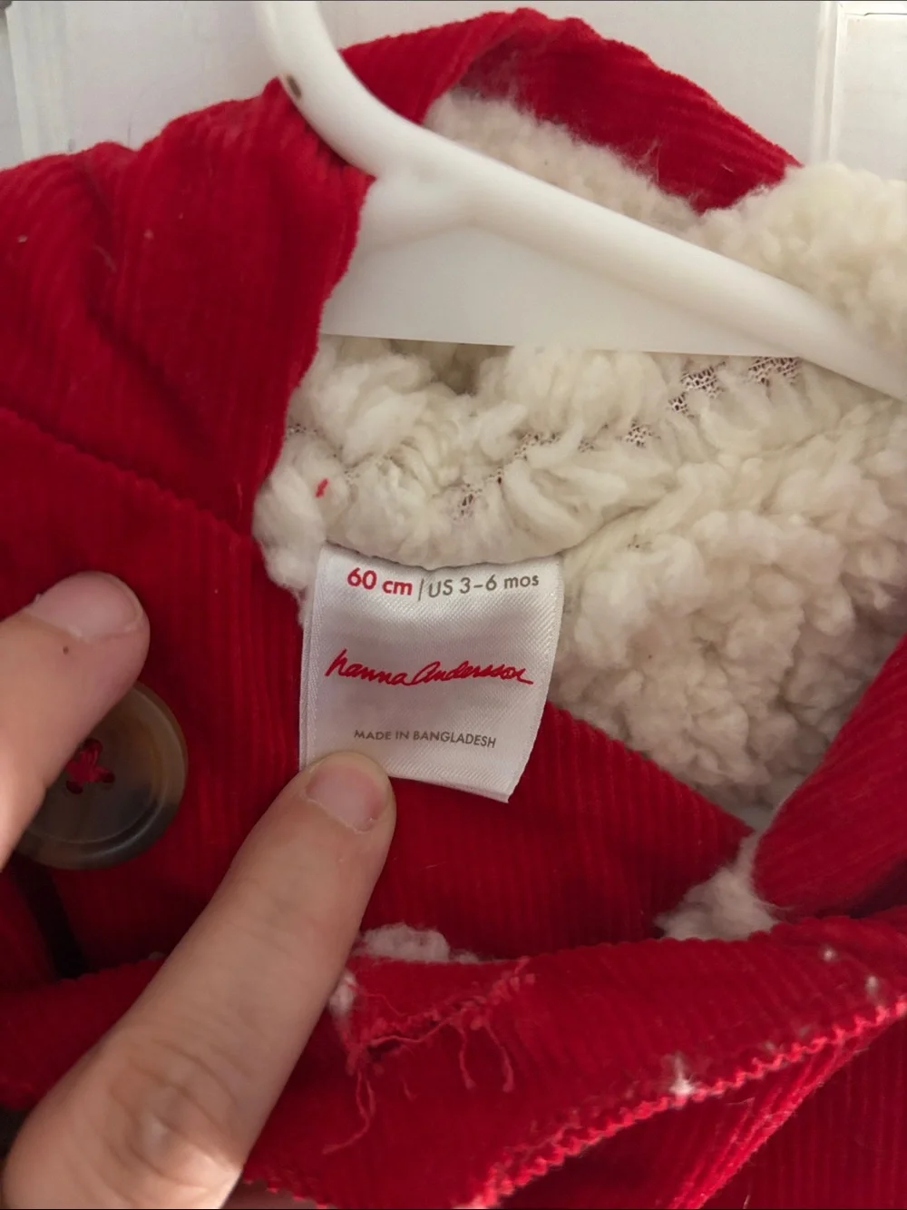 Hanna Andersson Red Corduroy Peacoat with Sherpa Lining